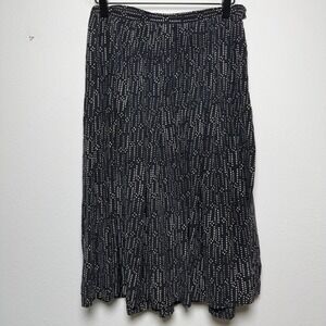 VTG 90s Women 100% SILK Fairy Grunge Skirt 10 Black Dotted Whimsigoth Midi